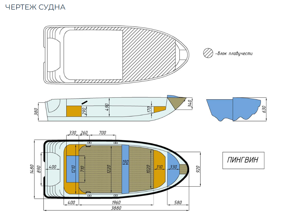 Стеклопластиковая лодка Пингвин (тримаран) в Арзамасе